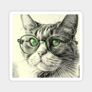 Cat with glasses 0.3 - Pencil Art Magnet