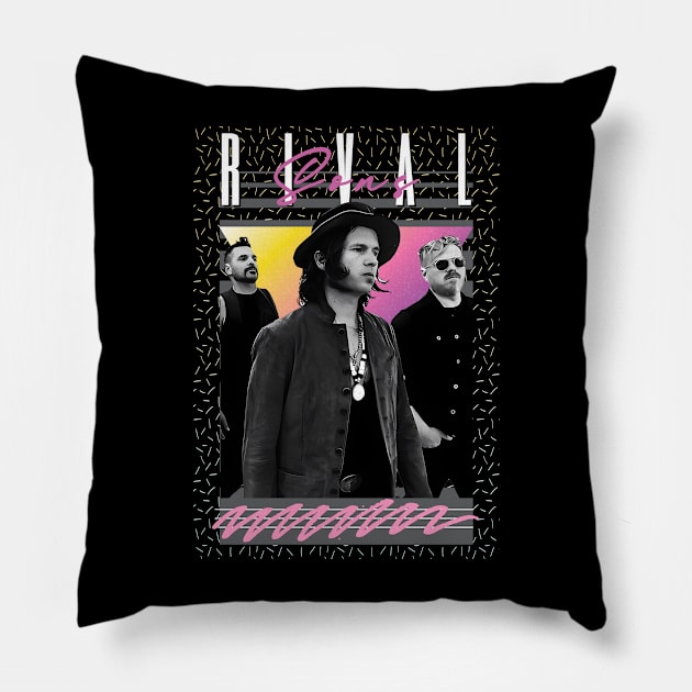 Rival Sons Retro Style Fan Art Pillow by Madesu Art