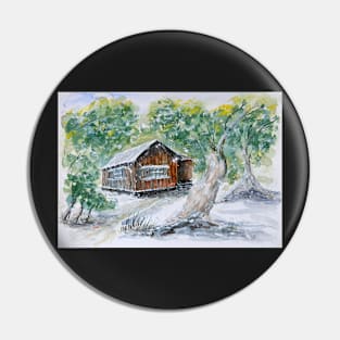 Snow Storm Hut - Watercolour Pin