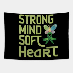 Women Strong Mind Soft Heart depression awareness butterfly Tapestry