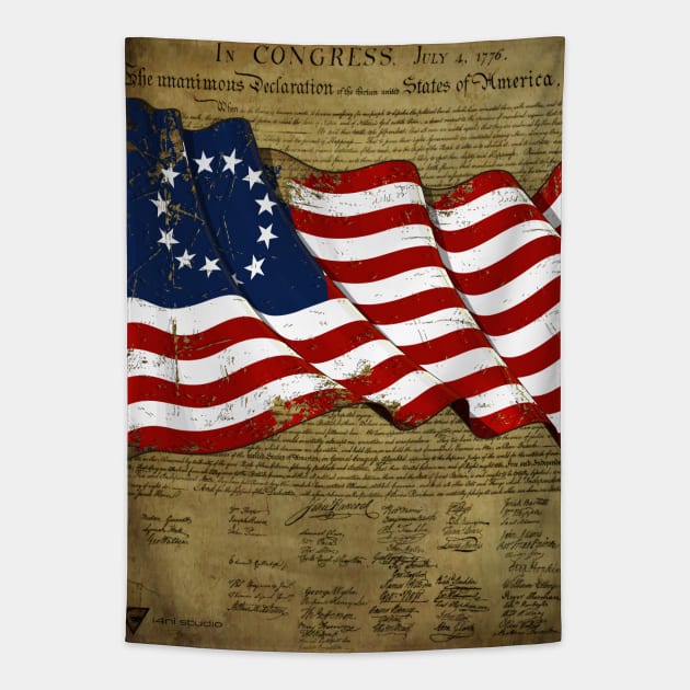 Declaration of Independence & Flag Tapestry by i4ni Studio