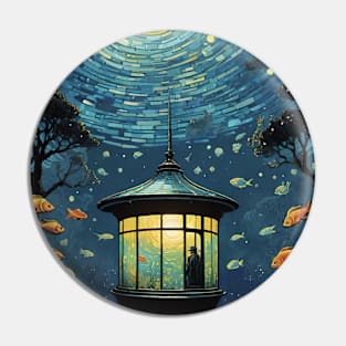 Starry Night Lighthouse: Van Gogh-Inspired Oceanic Harmony Pin