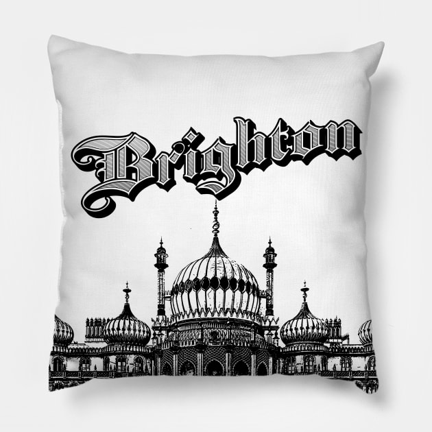 Brighton Pavilion Vintage Artwork Pillow by McNutt