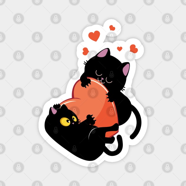 Black cats play with heart Magnet by AnnArtshock