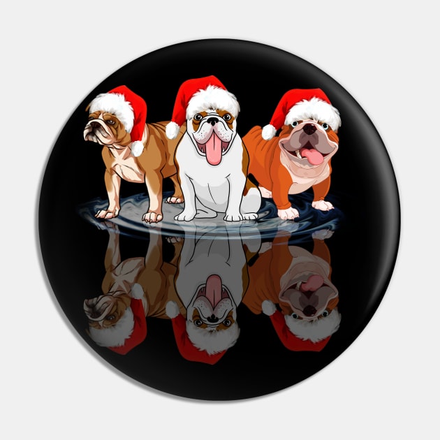 Shadow Bulldog Dog Christmas Sweatershirt Cute Bulldog Santar Hat Gift T-Shirt Pin by kimmygoderteart