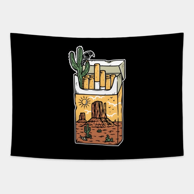 pack of cigarettes with a desert view Tapestry by gunaone design