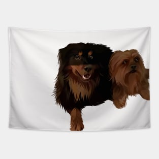 two cute brown puppies-vector art the dog Tapestry