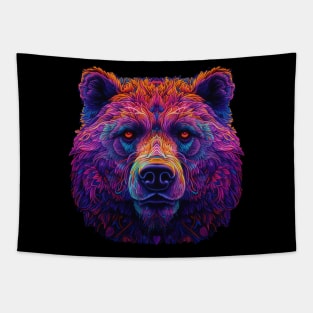 Neon Floral Bear Tapestry