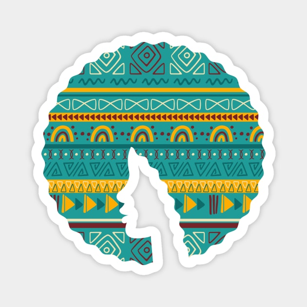 Afro Hair Woman with African Pattern, Black History Magnet by logiamerch