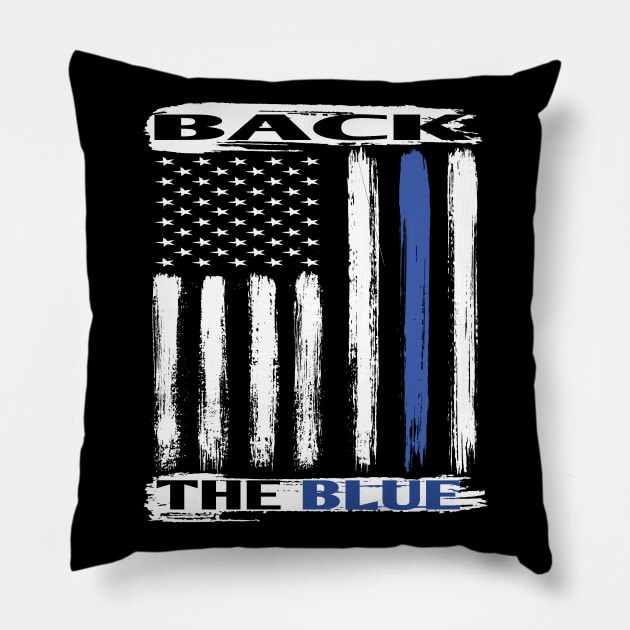 Show Police Support Thin Blue Line Back the Blue American Flag Gifts Pillow by Envision Styles