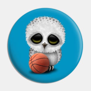 Cute Baby Owl Playing With Basketball Pin