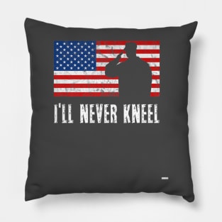 Ill Never Kneel Usa Flag 4th Of July America Patriotic Pillow