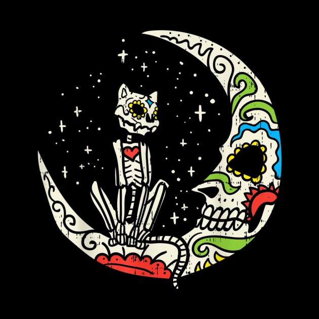 Sugar Skull Cat Moon by FilerMariette