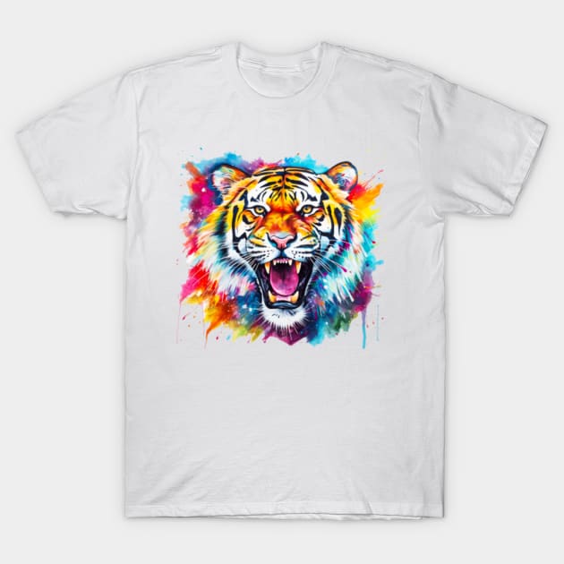 What For? Apparel Tiger Watercolor Art Novelty Tee