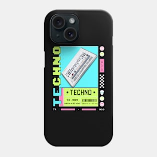 TECHNO  - TR 909 Drum Machine (white/lime/pink) Phone Case