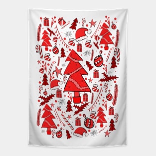 The red Xmas pattern Tapestry