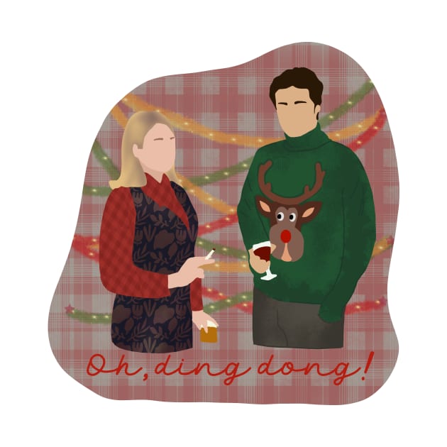 Bridget Jones and Mr Darcy Christmas Jumper by rachaelthegreat