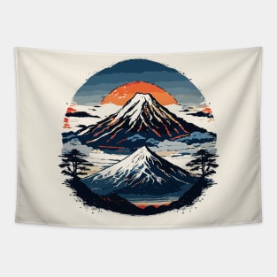 Serenity in Ukiyo-e: Majestic Mountain in Traditional Style Tapestry