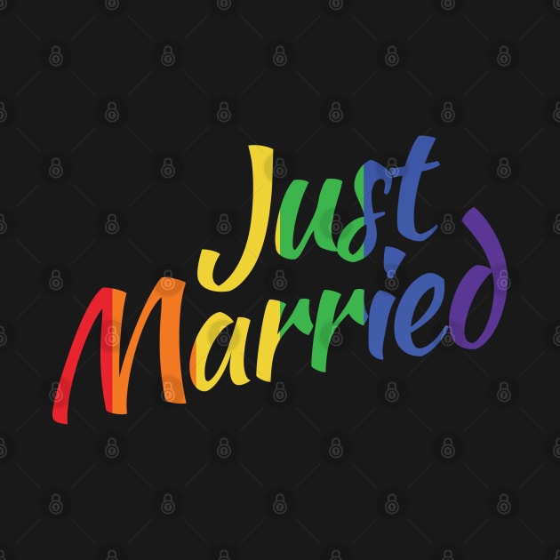 justmarried - Just Married Gay Wedding Rainbow LGBT by Riffize