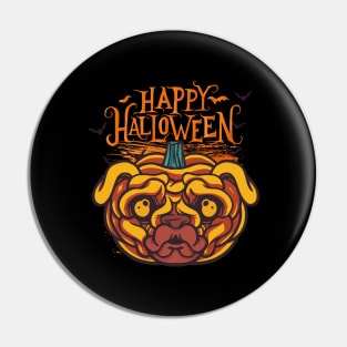 Halloween Happy Halloween Funny Pug Costume Pin