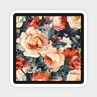 Detailed Water Color Flower Pattern - 2 Magnet