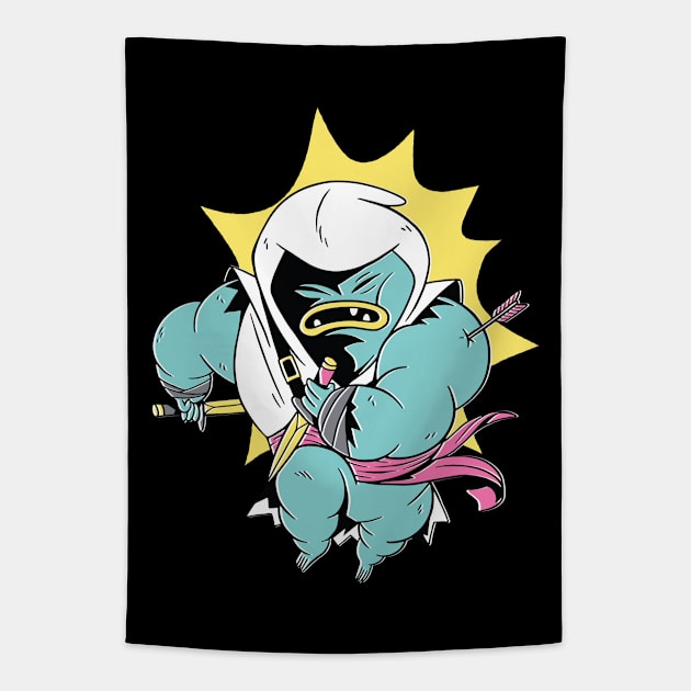 Funny Tardigrade Warrior Tapestry by Visual Vibes