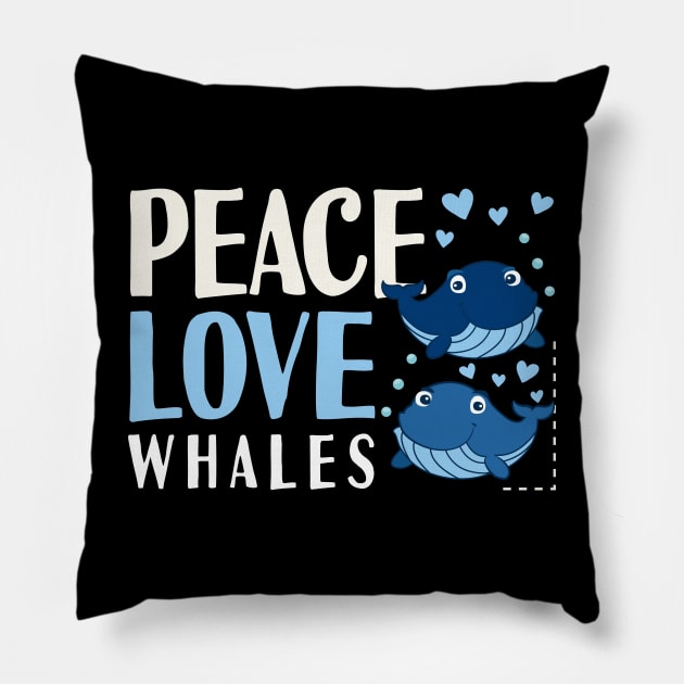 Peace Love Whales Pillow by Tesszero