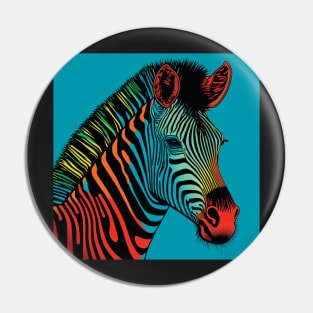 Zebra in red, orange and blue Pin