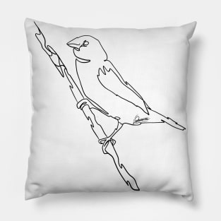 Bird on Branch Black Lineart Pillow