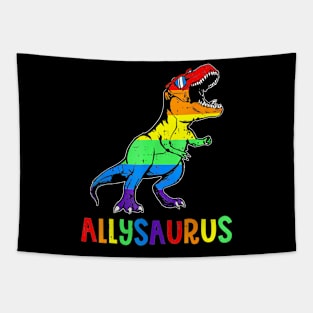 Dinosaur In Rainbow Flag For Ally Lgbt Pride Kids Tapestry