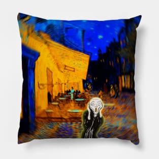 Vincent van Gogh's Café Terrace at Night WITH THE SCREAM EDWARD MUNCH Pillow