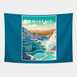 Pamukkale Turkey Travel and Tourism advertising Print Tapestry