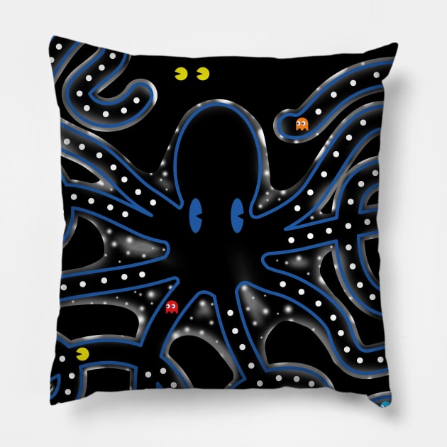 packman in the octopus Pillow by justduick