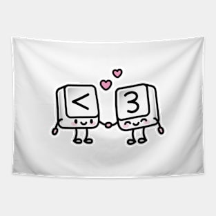 Kawaii <3 cute keyboard keys love heart couples Tapestry