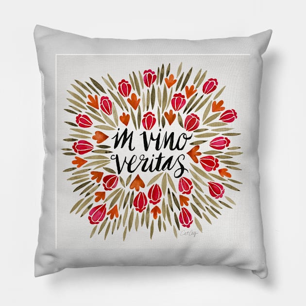 vino veritas red Pillow by CatCoq