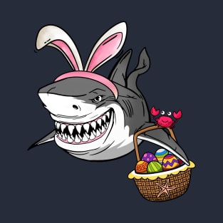 Cool Easter Shark with Easter Basket and Bunny Ears T-Shirt