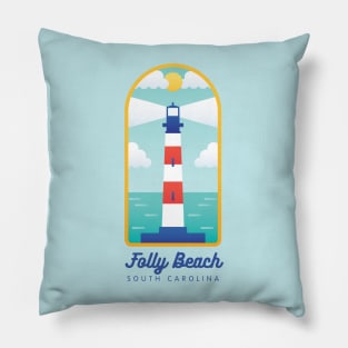 Folly Beach Morris Island Lighthouse Tourist Souvenir Pillow