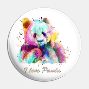 panda Watercolor rainbow portrait Pin