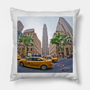 Fisheye view of Rockefeller Center, New York City Pillow