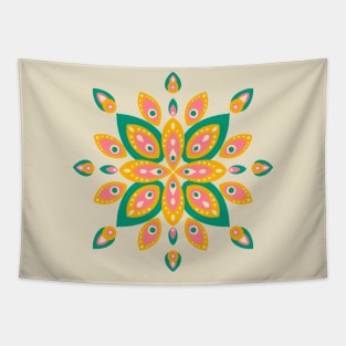 Mid-century style flower mandala Tapestry