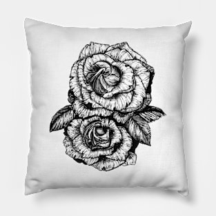 roses in pen and ink Pillow