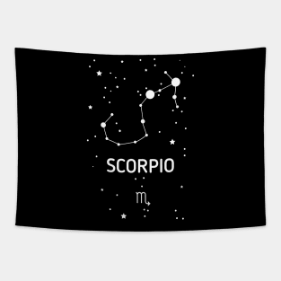 Scorpio Zodiac Sign Constellation (White Print) Tapestry