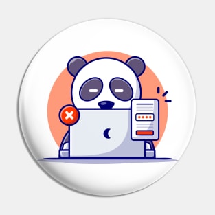 Cute Panda Working With Laptop And Forgot The Password Pin
