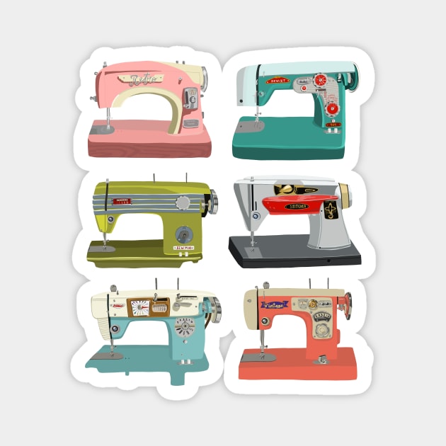 Vintage sewing machines Magnet by jenblove