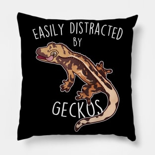 Crested Gecko Easily Distracted Pillow