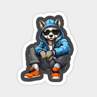 Hip pop dog wearing sunglasses and hoddie Magnet