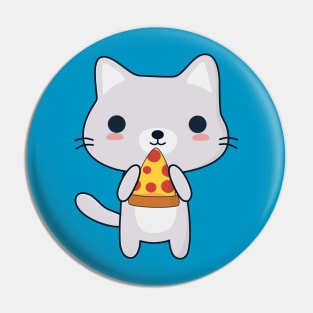 Cute Pizza Eating Cat T-Shirt Pin