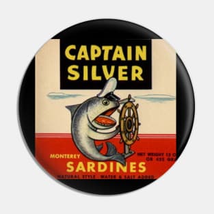 CAPTAIN SILVER Vintage Sardine Label Cannery Row Monterey Pin