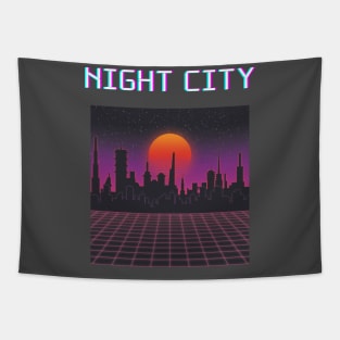 Night City Cyberpunk Retrowave Tapestry