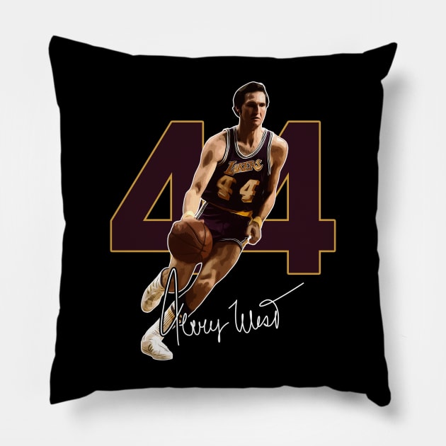 Jerry West Mr Clutch Basketball Legend Signature Vintage Retro 80s 90s Bootleg Rap Style Pillow by CarDE